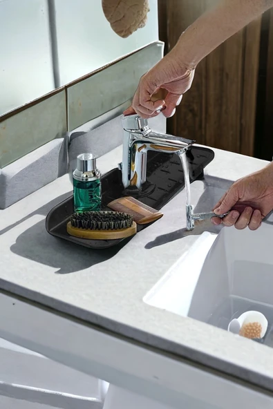 Akkoyunlu home Musluk Lavabo Matı, Mutfak Banyo Batarya Su Tutucu Bulaşık Süngeri Matı 36X13 CM ürün görseli 1