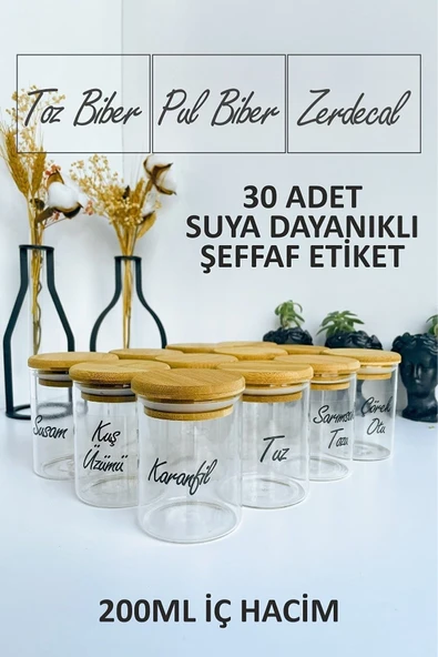 Sezka Life 200ml 12 Adet Bambu Vakum Kapaklı Mini Cam Kavanoz Seti 6.5 Cm X 9cm ürün görseli 1