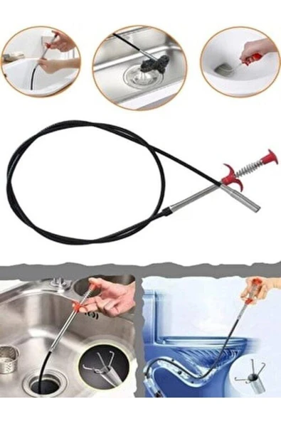 Akkoyunlu home Lavabo Temizleme Kancası Mutfak Temizlik Gereci Drenaj Açma Aparatı Banyo Gider Açıcı Kıskaç Aleti ürün görseli 1