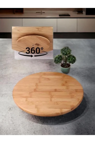 Akkoyunlu home Bambu Dönerli Pizza Tahtası 31cm Sunum Tepsisi ürün görseli 1