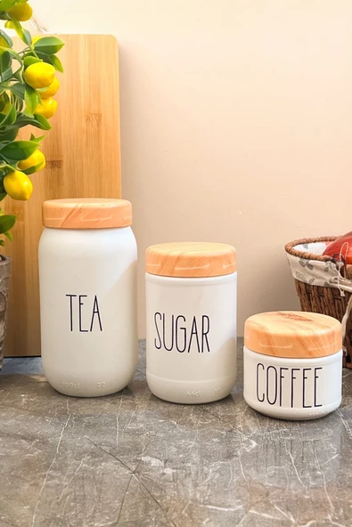 Akkoyunlu home 3 Boy Çay Kahve Şeker Kavanozu Cam Baharatlık Takımı ürün görseli 1