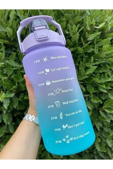 Akkoyunlu home Motivasyonel Su Matarası Su Şişesi Suluk 2litre Tritan Spor Salonu Su Şişesi ürün görseli 1