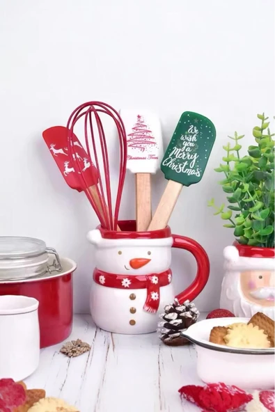 Akkoyunlu home 4'lü Bambu Saplı Slikon Spatula Seti,Spatula,Kaşık,Sıyırıcı,Çırpıcı Spatula Seti Mini ürün görseli 1