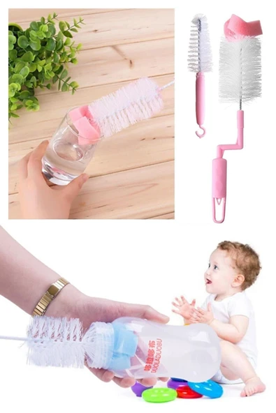 Akkoyunlu home Biberon Şişe Temizleme Fırçası Süngerli 2 Li Fırça Set ürün görseli 1