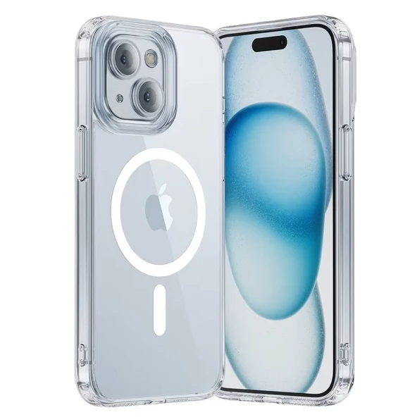 IPhone 15 Pro Uyumlu Magsafe Köşe ve Kamera Korumalı Lüks Şeffaf Silikon ürün görseli 1