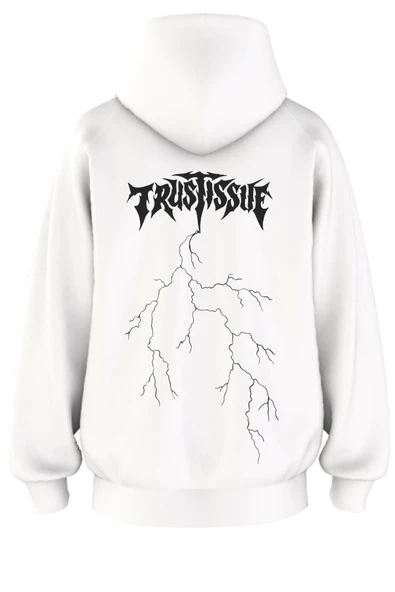 Oversize 'Trustısseu' Baskılı Kapşonlu Hoodie Sweatshirt ürün görseli 1