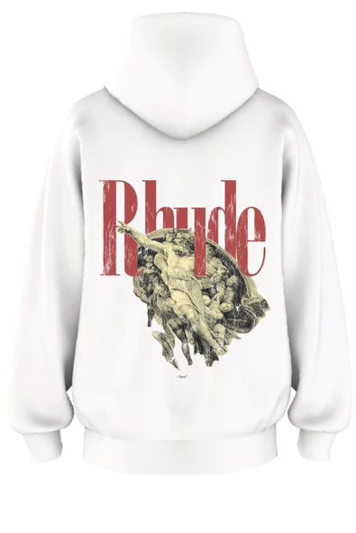Oversize 'Rhude' Baskılı Kapşonlu Hoodie Sweatshirt ürün görseli 1