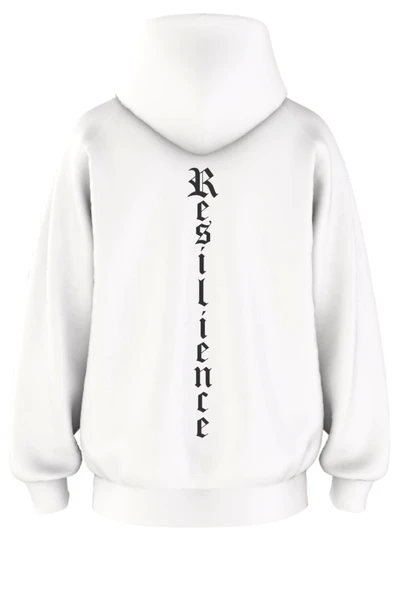 Oversize 'Resilience' Baskılı Kapşonlu Hoodie Sweatshirt ürün görseli 1