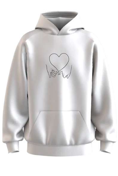 Oversize 'Love' Baskılı Kapşonlu Hoodie Sweatshirt ürün görseli 1