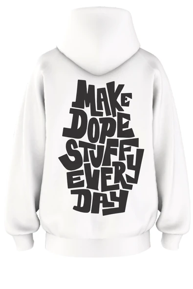 Oversize 'Make Day' Baskılı Kapşonlu Hoodie Sweatshirt ürün görseli 1