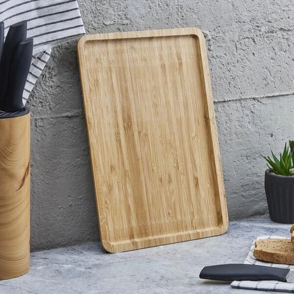 Lüks Doğal Ahşap Tepsi Sunum Çay Kahvaltılık ve Sunum Tepsisi 33x23cm ürün görseli 1