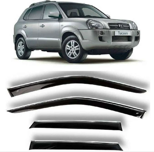 Hyundai Tucson Uyumlu 2004 2014 Kromlu Cam Rüzgarlığı İthal ürün görseli 1