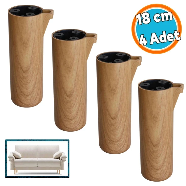 Mobilya Ayak Yükseltici Kanepe TV Ünitesi Koltuk Ayağı Baza Ayakları Açık Kübik Ceviz 18 cm 4 Adet ürün görseli 1