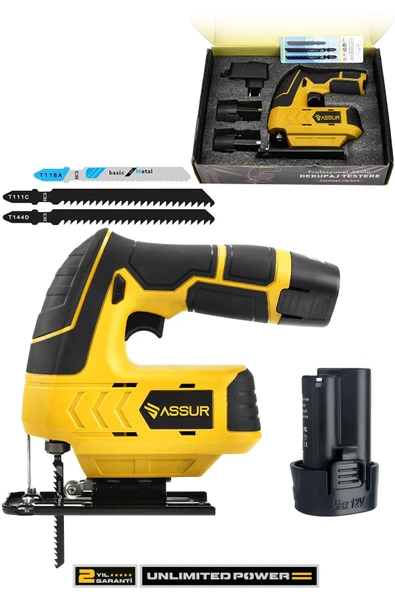 Assur Profesyonel 12 V Çift Akülü Şarjlı Dekupaj Testere Makinesi ürün görseli 1