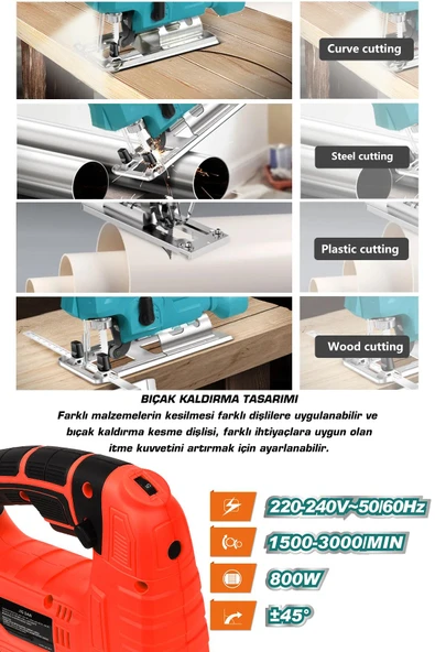 Assur 800 W Devir Ayarlı Dekupaj Testere Makinası - Resim 2