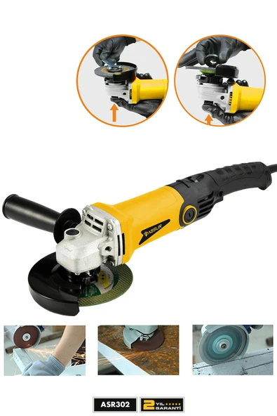 Assur 1200W Avuç Taşlama Makinesi 125mm 6 Kademeli Uzun Kuyruk ürün görseli 1