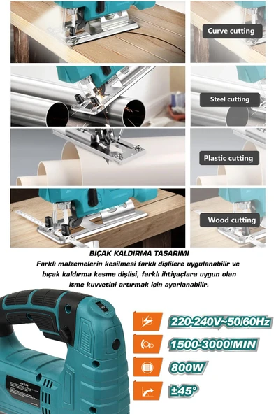 Assur 800 W Devir Ayarlı Dekupaj Testere Makinası - Resim 3