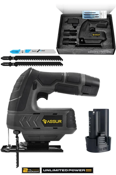 Assur Profesyonel 12 V Çift Akülü Şarjlı Dekupaj Testere Makinesi ürün görseli 1