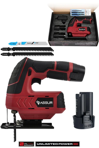 Assur Profesyonel 12 V Çift Akülü Şarjlı Dekupaj Testere Makinesi ürün görseli 1