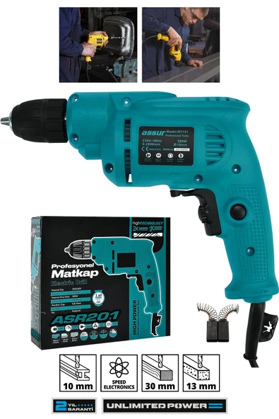 Assur 580W Metal Şanzıman 10mm Elektrikli Matkap ürün görseli 1