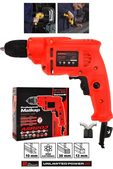 Assur 580W Metal Şanzıman 10mm Elektrikli Matkap ürün görseli 1