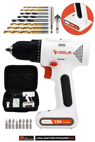 Assur 12V Type-C USB Şarjlı Akülü Vidalama Dahili Batarya Matkap ürün görseli 1