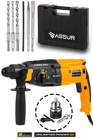 Assur 850W Metal Şanzıman Darbeli Matkap Kırıcı Delici Hilti 2-28mm ürün görseli 1