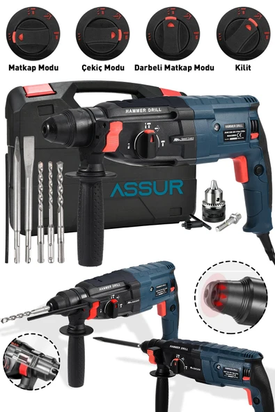Assur ASR501 2-28MM 850W Darbeli Kırıcı Delici Hilti Mavi ürün görseli 1