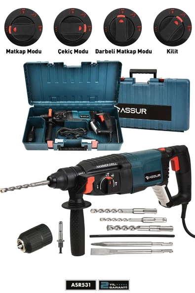 Assur Profesyonel 850W Darbeli Kırıcı Delici Hilti 26mm Matkap ürün görseli 1