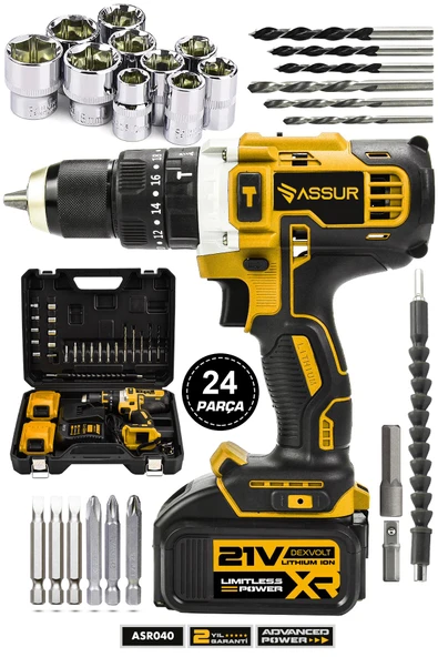 Assur Plus 21V Metal Şanzıman Çift Akülü Şarjlı Darbeli Matkap ürün görseli 1