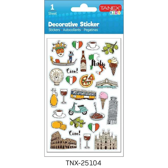 TANEX TNX-25104 PUFFY TURISTIK YERLER-4 STICKER TE ürün görseli 1