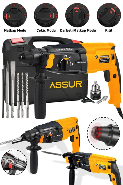 Assur Profesyonel Metal Şanzıman Kırıcı Delici Hilti Darbeli Matkap 2-28mm ürün görseli 1