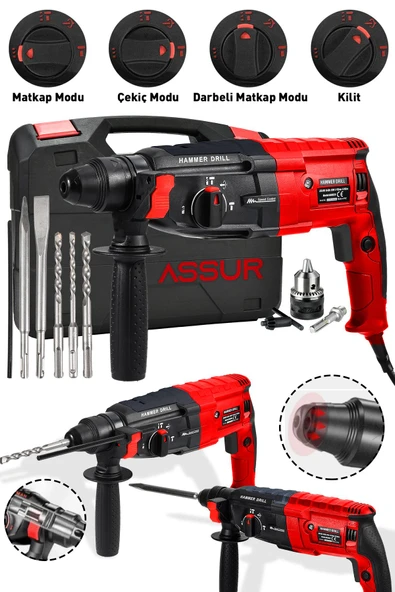 Assur Profesyonel Metal Şanzıman Kırıcı Delici Hilti Darbeli Matkap 2-28mm ürün görseli 1