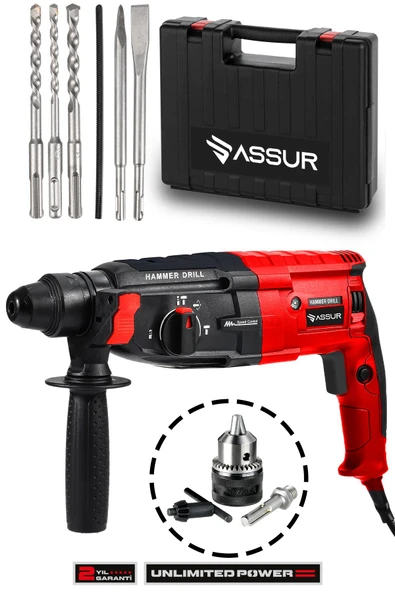 Assur 850W Metal Şanzıman Darbeli Matkap Kırıcı Delici Hilti 2-28mm ürün görseli 1