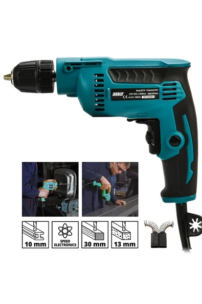 Assur 580W Metal Şanzıman 10mm Elektrikli Matkap ürün görseli 1