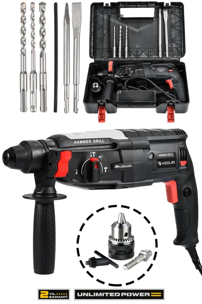 Assur 850W Metal Şanzıman Darbeli Matkap Kırıcı Delici Hilti 2-28mm ürün görseli 1