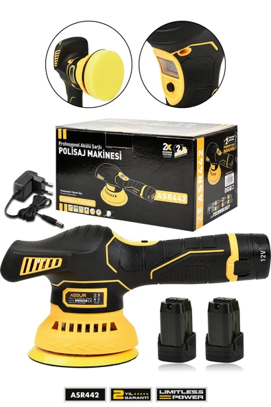 Assur 12V Orbital 6 Kademli Cila Pasta Parlatma Polisaj Makinesi ürün görseli 1