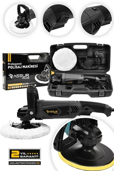 Assur 1200W Polisaj Makinesi Devir Ayarlı 6 Kademeli 180mm Pasta Cila ürün görseli 1