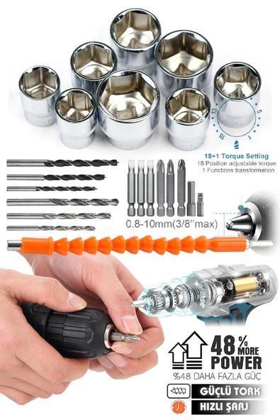 Assur Plus 12V Çift Akülü Vidalama Şarjlı Matkap - Resim 2