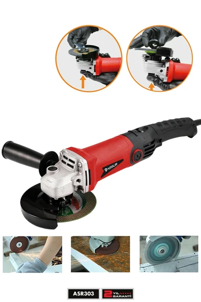 Assur 1200W Avuç Taşlama Makinesi 125mm 6 Kademeli Uzun Kuyruk ürün görseli 1