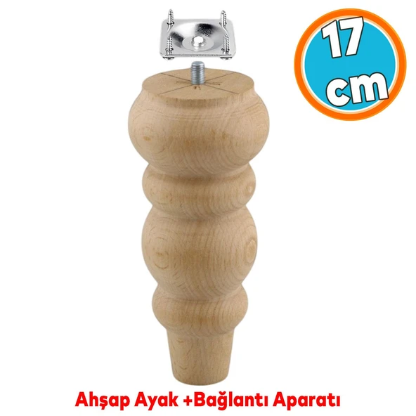 Ahşap Ayak Bağlantı Aparatlı Mobilya Koltuk Kanepe Sehpa Masa Ayağı Ayakları M8 Civatalı 17 cm ürün görseli 1