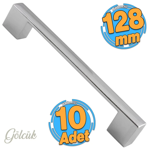 10 Adet Gölcük Düz Mobilya Mutfak Dolap Çekmece Dolabı Kapak Metal Kulpu Kulbu Krom 128 Mm-12.8 Cm ürün görseli 1