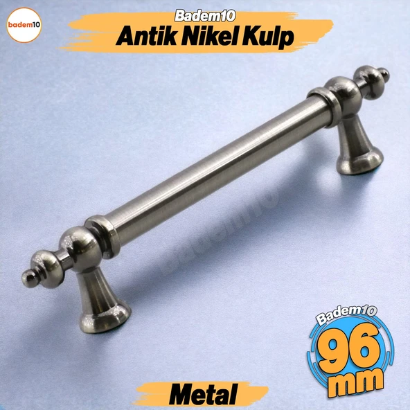 Osmanlı Antik Nikel Metal Kulp 96 mm Mobilya Çekmece Mutfak Dolabı Dolap Kapak Kulpları Kulb Kulpu ürün görseli 1