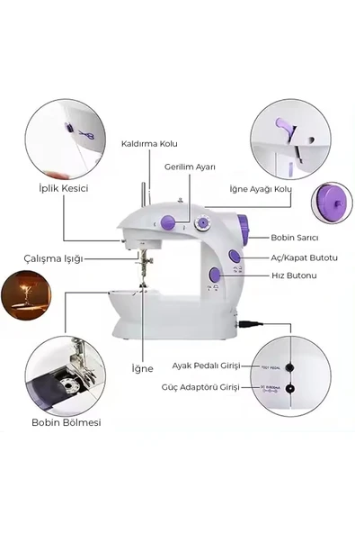 Mini Pedallı Sewing Dikiş Makinesi Ev Tipi - Resim 3