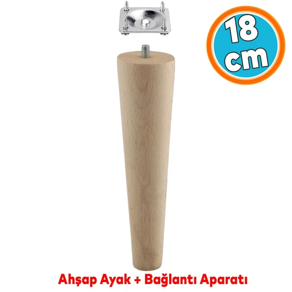 Ahşap Ayak Bağlantı Aparatlı Mobilya Koltuk Kanepe Sehpa Masa Ayağı Ayakları M8 Civatalı Ahşap 18 cm ürün görseli 1
