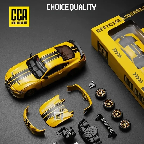 1 Kutu 1:42 Ford Mustang GT 2018 Sarı Araba Modeli Modifiye Edilebilir, Kapıları Açılabilir, Aksesuarları Değiştirilebil ürün görseli 1