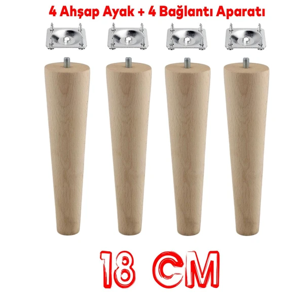 Ahşap 18 cm Bağlantı Aparat Mobilya Koltuk Kanepe Berjer Ayağı Yükseltici Ayakları M8 Civata 4 ADET ürün görseli 1