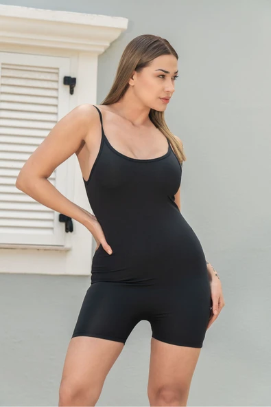 Askılı Vücuda Oturan Spor Şort Tulum 3'lü - Resim 3