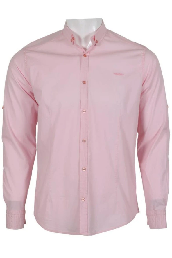 Erkek Pembe Gömlek Likralı Dar Kesim RAR00781 ürün görseli 1