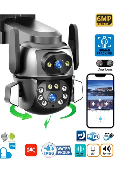 MPIA HİNA DUAL LENS 360° HAREKETLİ WİFİ WATERPROOF AKILLI IP GÜVENLİK KAMERASI (CARECAMPRO) UYGULAMA ürün görseli 1